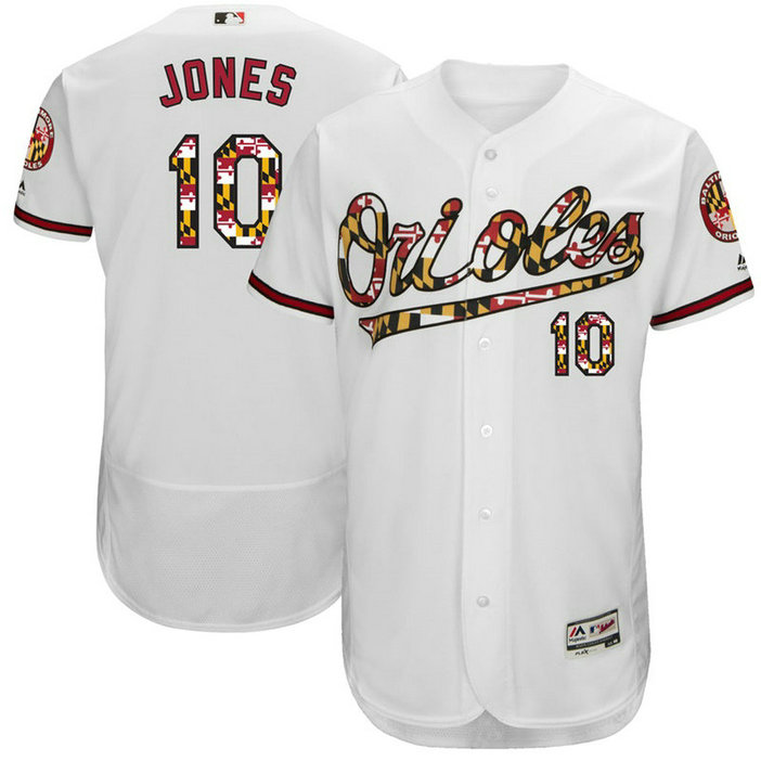 Baltimore Orioles Adam Jones #10 White Preakness Flex Base Jersey