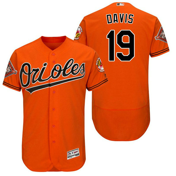Baltimore Orioles Chris Davis #19 Orange On-Field 25th Anniversary Patch Flex Base Jersey Baltimore Orioles Chris Davis #19 Orange On-Field 25th Anniversary Patch Flex Base Jersey