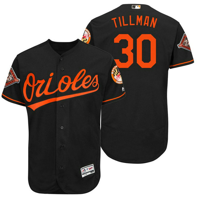Baltimore Orioles Chris Tillman #30 Black On-Field 25th Anniversary Patch Flex Base Jersey Baltimore Orioles Chris Tillman #30 Black On-Field 25th Anniversary Patch Flex Base Jersey