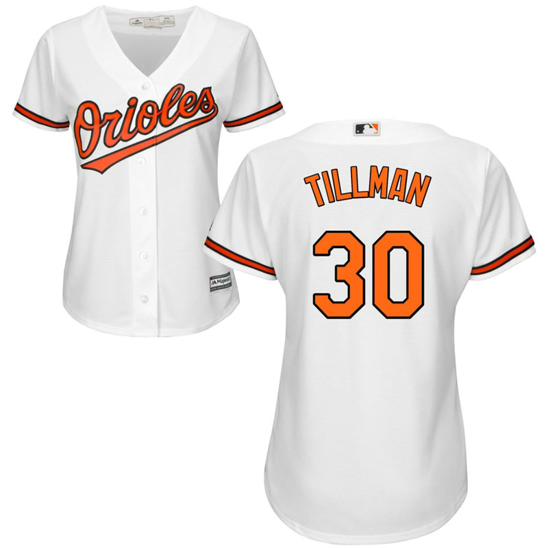 Women - Baltimore Orioles Chris Tillman #30 Home White Cool Base Jersey