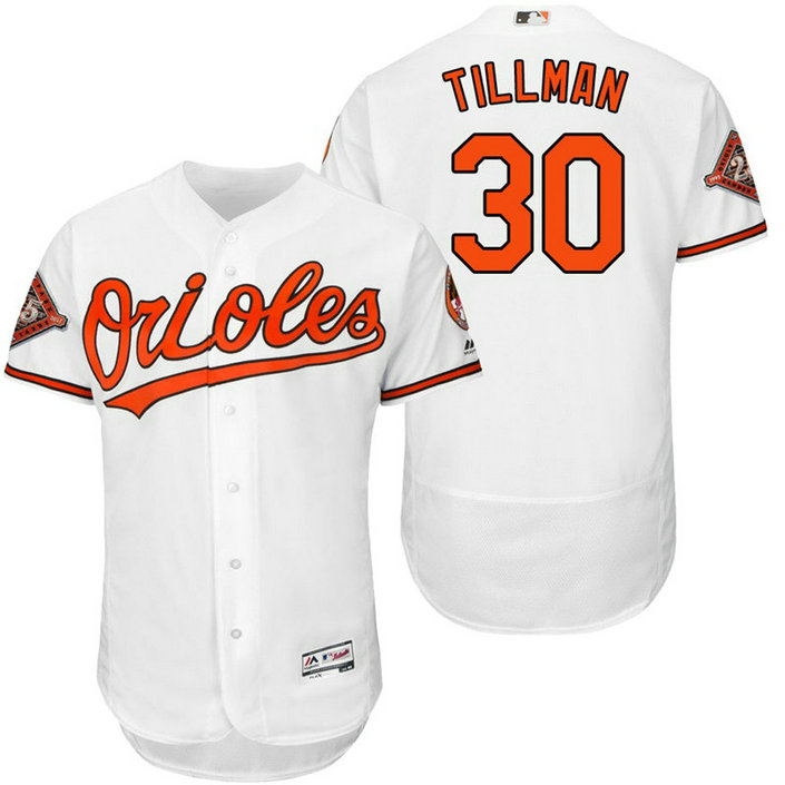 Baltimore Orioles Chris Tillman #30 White On-Field 25th Anniversary Patch Flex Base Jersey Baltimore Orioles Chris Tillman #30 White On-Field 25th Anniversary Patch Flex Base Jersey