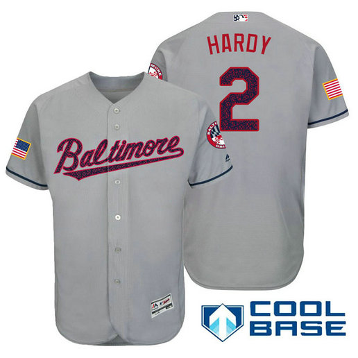 Baltimore Orioles #2 J.J. Hardy Grey Stars & Stripes 2016 Independence Day Cool Base Jersey