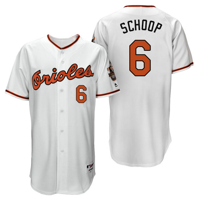Baltimore Orioles Jonathan Schoop #6 White 1966 Turn Back the Clock Throwback 50th Anniversary Jersey
