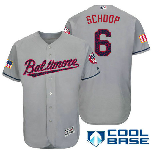 Baltimore Orioles #6 Jonathan Schoop Grey Stars & Stripes 2016 Independence Day Cool Base Jersey