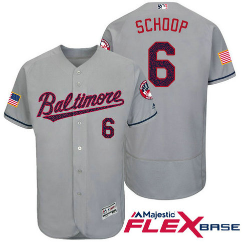 Baltimore Orioles #6 Jonathan Schoop Grey Stars & Stripes 2016 Independence Day Flex Base Jersey