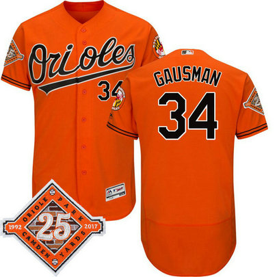 Baltimore Orioles Kevin Gausman #34 Orange Commemorative Patch Alternate Flex Base Player Jersey Baltimore Orioles Kevin Gausman #34 Orange Commemorative Patch Alternate Flex Base Player Jersey