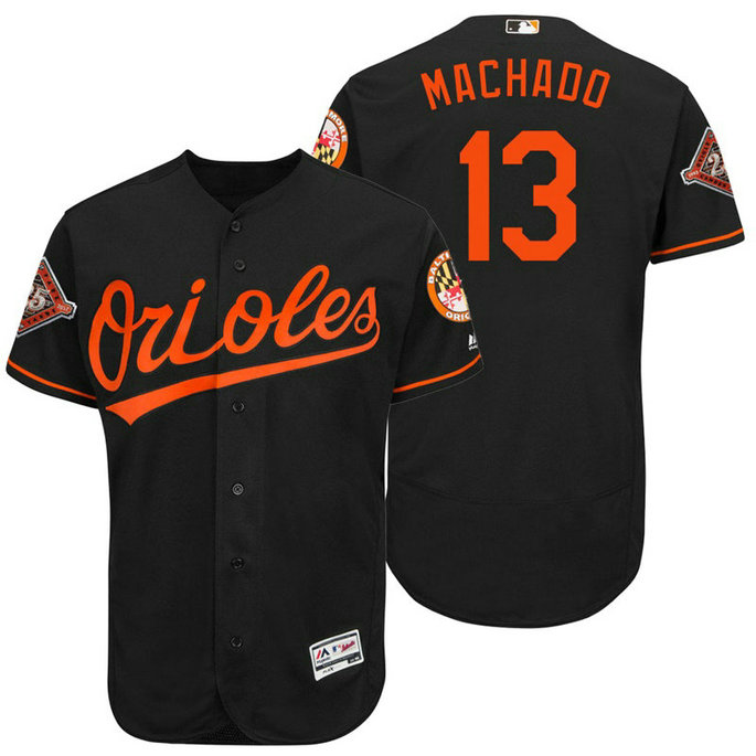 Baltimore Orioles Manny Machado #13 Black On-Field 25th Anniversary Patch Flex Base Jersey Baltimore Orioles Manny Machado #13 Black On-Field 25th Anniversary Patch Flex Base Jersey