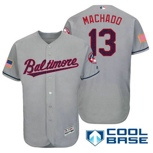 Baltimore Orioles #13 Manny Machado Grey Stars & Stripes 2016 Independence Day Cool Base Jersey Baltimore Orioles #13 Manny Machado Grey Stars & Stripes 2016 Independence Day Cool Base Jersey