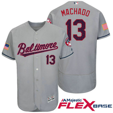 Baltimore Orioles #13 Manny Machado Grey Stars & Stripes 2016 Independence Day Flex Base Jersey Baltimore Orioles #13 Manny Machado Grey Stars & Stripes 2016 Independence Day Flex Base Jersey