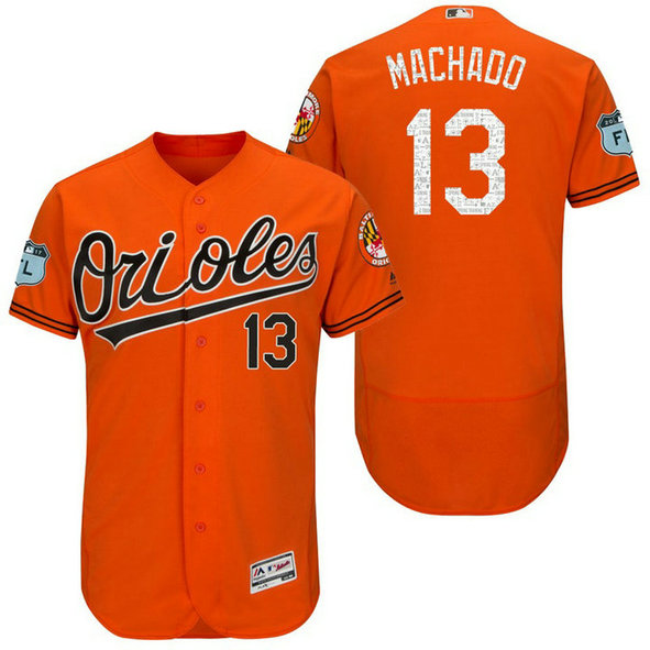 Baltimore Orioles Manny Machado #13 Orange 2017 Spring Training Grapefruit League Patch Authentic Collection Flex Base Jersey Baltimore Orioles Manny Machado #13 Orange 2017 Spring Training Grapefruit League Patch Authentic Collection Flex Base Jersey