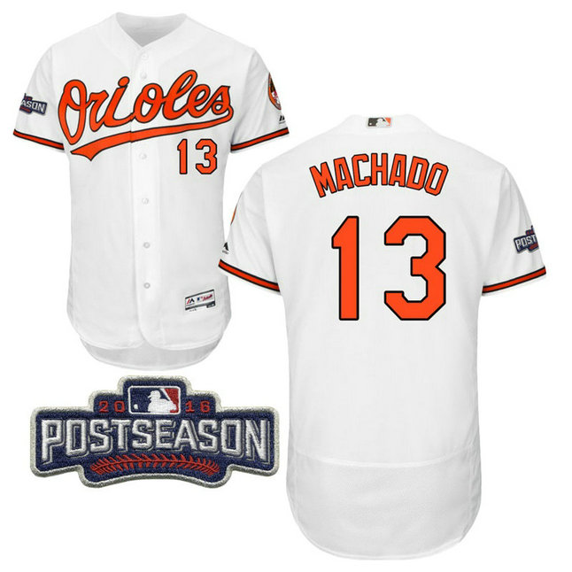 Baltimore Orioles Manny Machado #13 White 2016 Postseason Patch Flex Base Jersey Baltimore Orioles Manny Machado #13 White 2016 Postseason Patch Flex Base Jersey