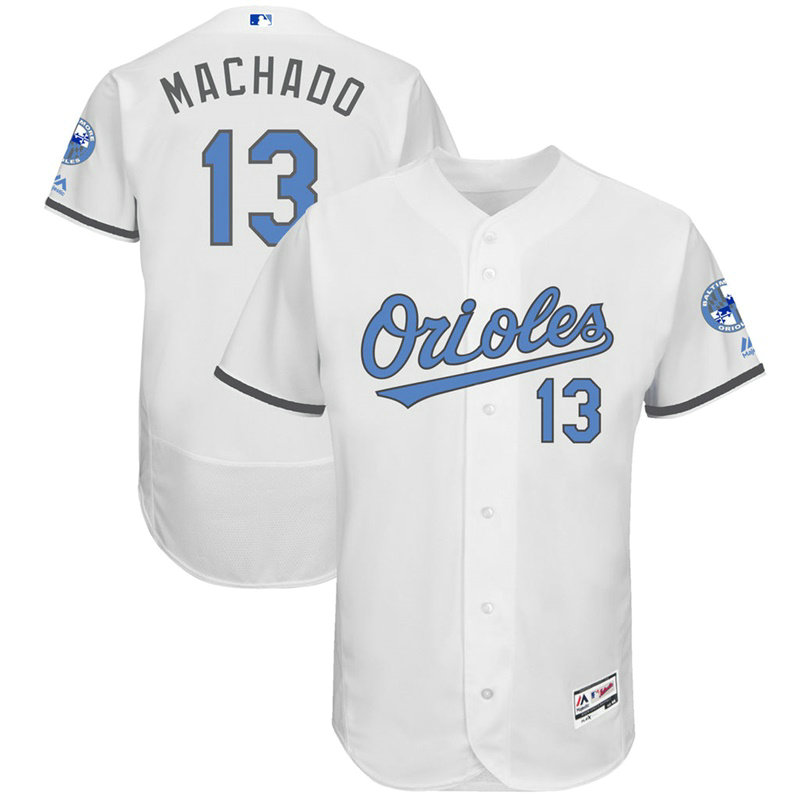 Manny Machado #13 Baltimore Orioles 2017 Father's Day White Flex Base Jersey Manny Machado #13 Baltimore Orioles 2017 Father's Day White Flex Base Jersey
