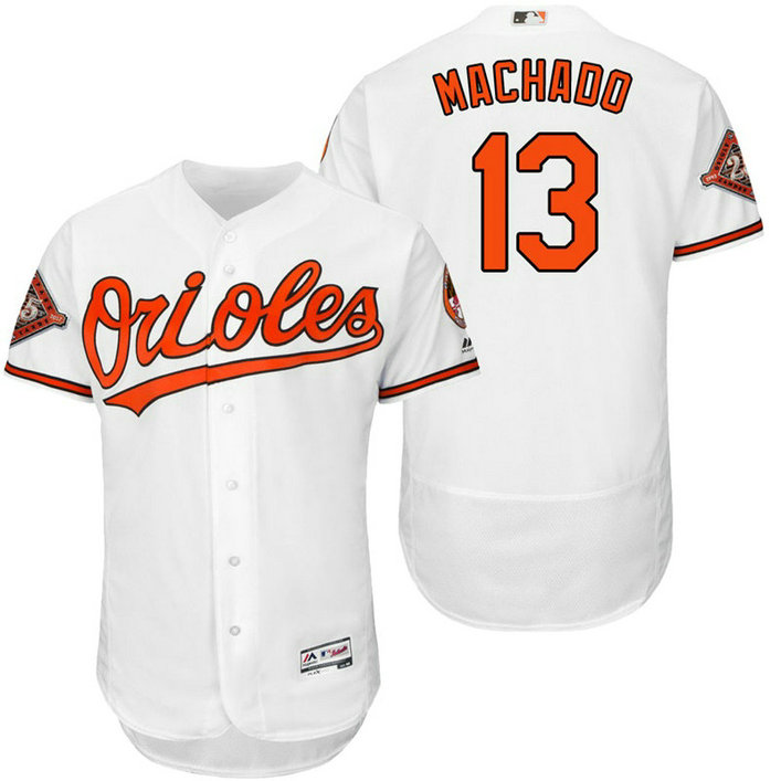 Baltimore Orioles Manny Machado #13 White On-Field 25th Anniversary Patch Flex Base Jersey Baltimore Orioles Manny Machado #13 White On-Field 25th Anniversary Patch Flex Base Jersey