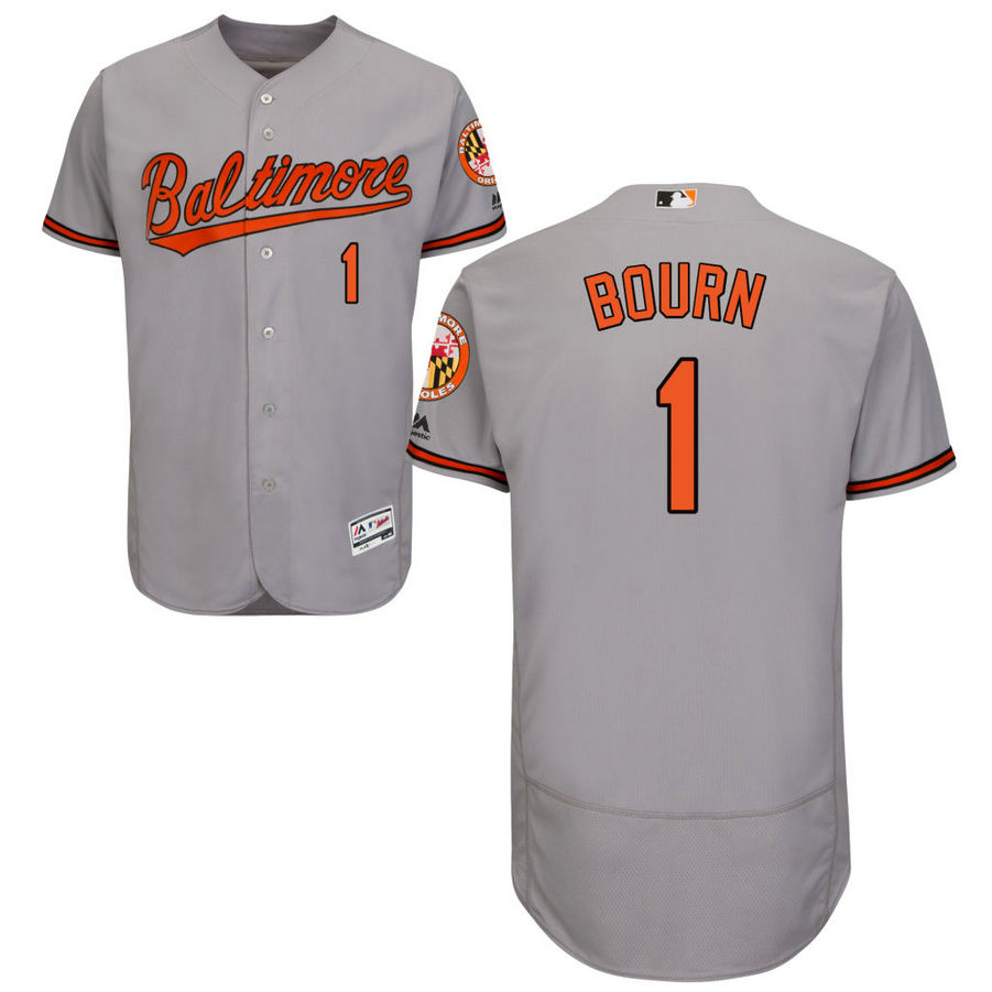 Baltimore Orioles Michael Bourn #1 Road Grey Authentic Collection Flex Base Jersey Baltimore Orioles Michael Bourn #1 Road Grey Authentic Collection Flex Base Jersey