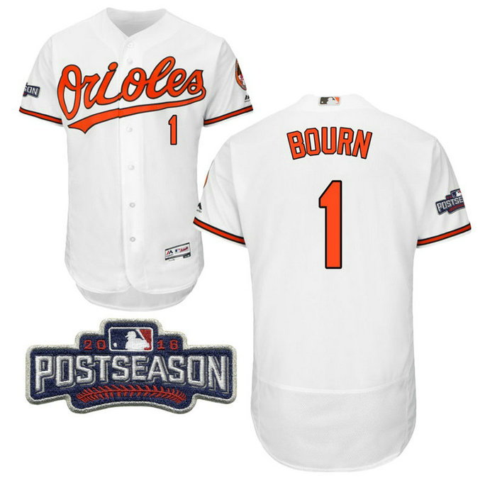 Baltimore Orioles Michael Bourn #1 White 2016 Postseason Patch Flex Base Jersey Baltimore Orioles Michael Bourn #1 White 2016 Postseason Patch Flex Base Jersey