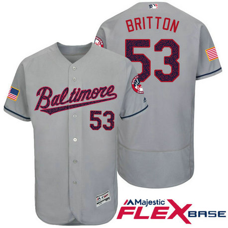 Baltimore Orioles #53 Zach Britton Grey Stars & Stripes 2016 Independence Day Flex Base Jersey