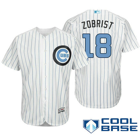 Chicago Cubs #18 Ben Zobrist White Fashion 2016 Father's Day Cool Base Jersey Chicago Cubs #18 Ben Zobrist White Fashion 2016 Father's Day Cool Base Jersey