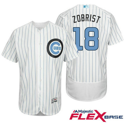 Chicago Cubs #18 Ben Zobrist White Fashion 2016 Father's Day Flex Base Jersey Chicago Cubs #18 Ben Zobrist White Fashion 2016 Father's Day Flex Base Jersey