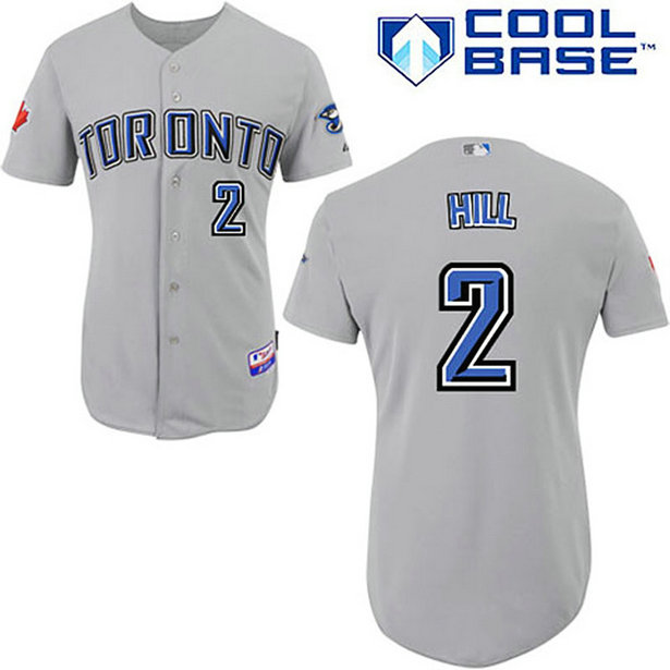 Toronto Blue Jays #2 Aaron Hill Grey Away Cool Base Jersey
