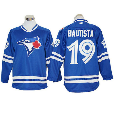 Jose Bautista #19 Toronto Blue Jays Royal Long Sleeve Offical Cool Base Jersey Jose Bautista #19 Toronto Blue Jays Royal Long Sleeve Offical Cool Base Jersey