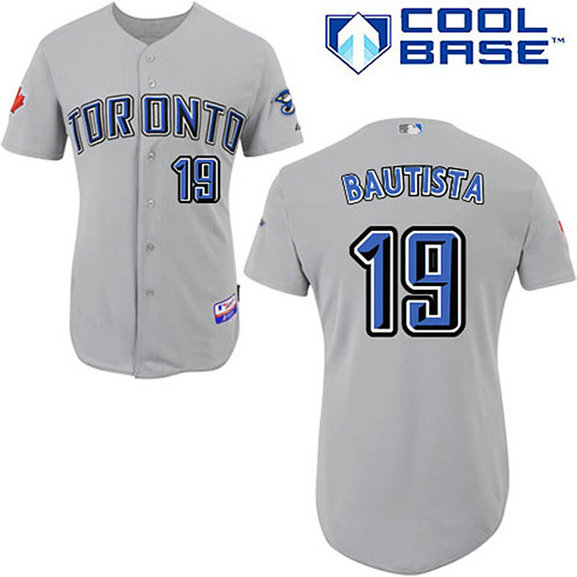 Toronto Blue Jays #19 Jose Bautista Grey Away Cool Base Jersey Toronto Blue Jays #19 Jose Bautista Grey Away Cool Base Jersey
