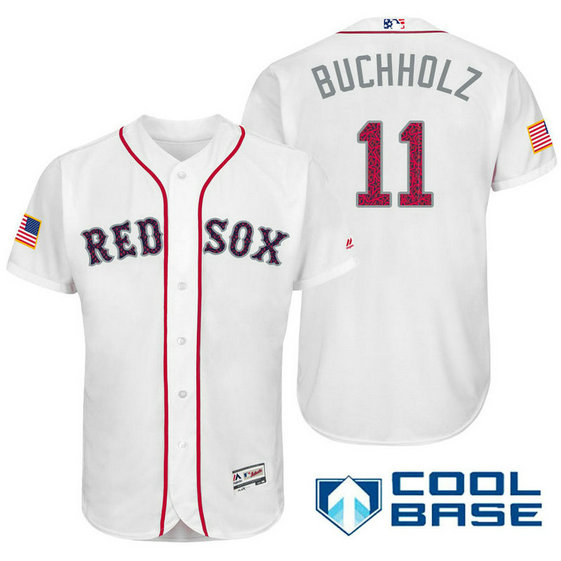 Boston Red Sox #11 Clay Buchholz White Stars & Stripes 2016 Independence Day Cool Base Jersey Boston Red Sox #11 Clay Buchholz White Stars & Stripes 2016 Independence Day Cool Base Jersey