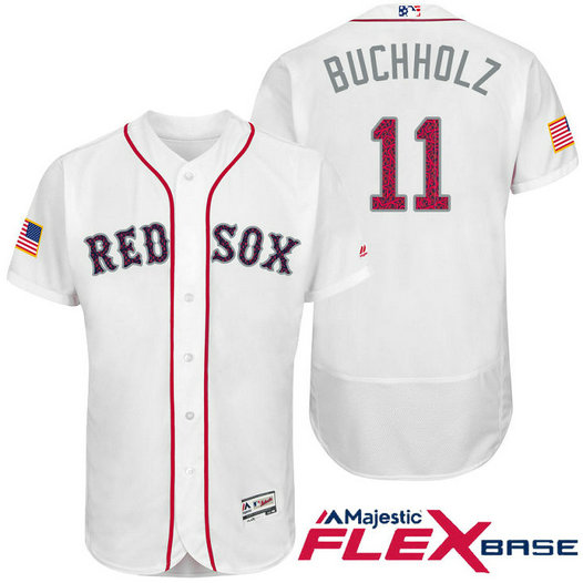 Boston Red Sox #11 Clay Buchholz White Stars & Stripes 2016 Independence Day Flex Base Jersey