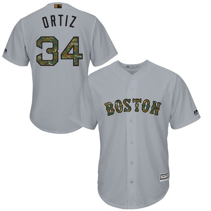 Boston Red Sox David Ortiz #34 Grey Camo Fashion 2016 Memorial Day Cool Base Jersey Boston Red Sox David Ortiz #34 Grey Camo Fashion 2016 Memorial Day Cool Base Jersey