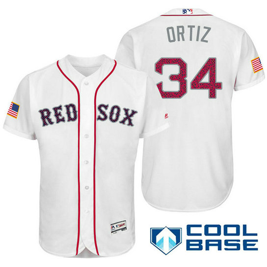 Boston Red Sox #34 David Ortiz White Stars & Stripes 2016 Independence Day Cool Base Jersey Boston Red Sox #34 David Ortiz White Stars & Stripes 2016 Independence Day Cool Base Jersey