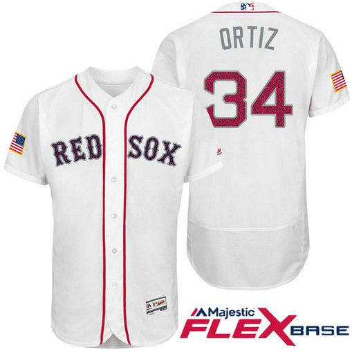 Boston Red Sox #34 David Ortiz White Stars & Stripes 2016 Independence Day Flex Base Jersey Boston Red Sox #34 David Ortiz White Stars & Stripes 2016 Independence Day Flex Base Jersey