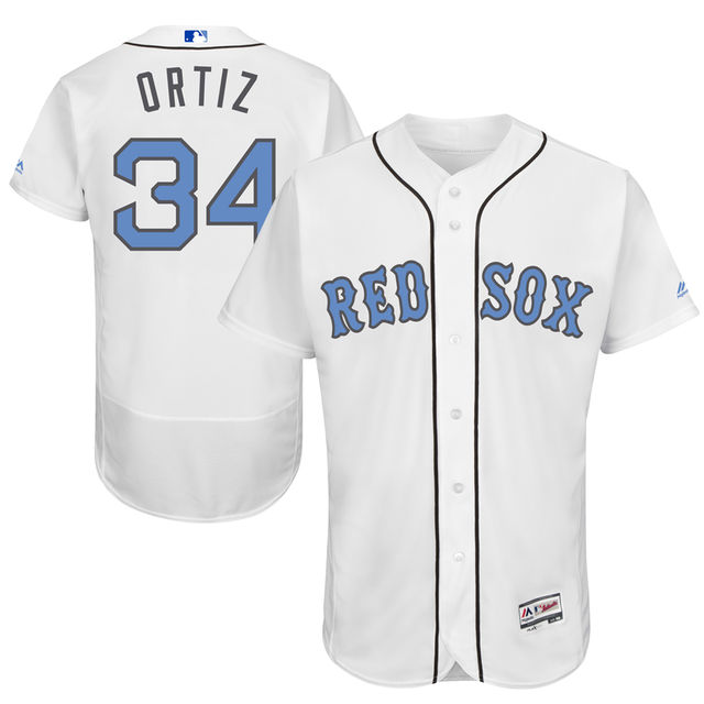 Boston Red Sox #34 David Ortiz White Fashion 2016 Father's Day Flex Base Jersey Boston Red Sox #34 David Ortiz White Fashion 2016 Father's Day Flex Base Jersey