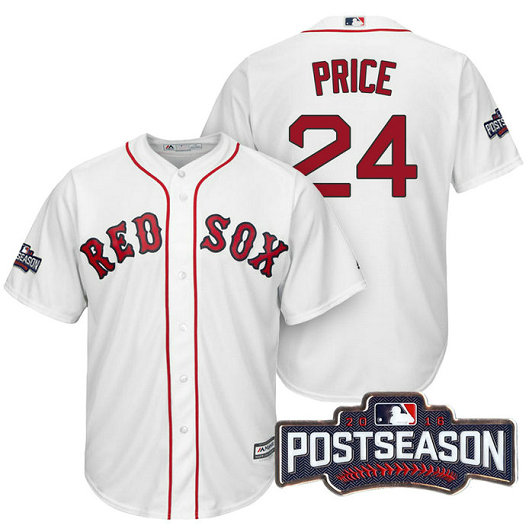 Boston Red Sox David Price #24 AL East Division Champions White 2016 Postseason Patch Cool Base Jersey