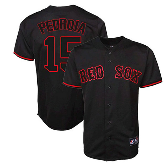 Boston Red Sox #15 Dustin Pedroia Black Fashion Jersey Boston Red Sox #15 Dustin Pedroia Black Fashion Jersey