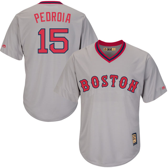 Boston Red Sox Dustin Pedroia #15 Grey Authentic Turn Back the Clock Jersey Boston Red Sox Dustin Pedroia #15 Grey Authentic Turn Back the Clock Jersey