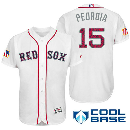 Boston Red Sox #15 Dustin Pedroia White Stars & Stripes 2016 Independence Day Cool Base Jersey Boston Red Sox #15 Dustin Pedroia White Stars & Stripes 2016 Independence Day Cool Base Jersey