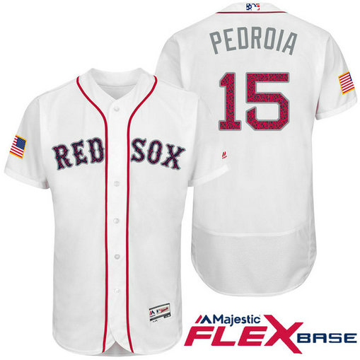 Boston Red Sox #15 Dustin Pedroia White Stars & Stripes 2016 Independence Day Flex Base Jersey Boston Red Sox #15 Dustin Pedroia White Stars & Stripes 2016 Independence Day Flex Base Jersey