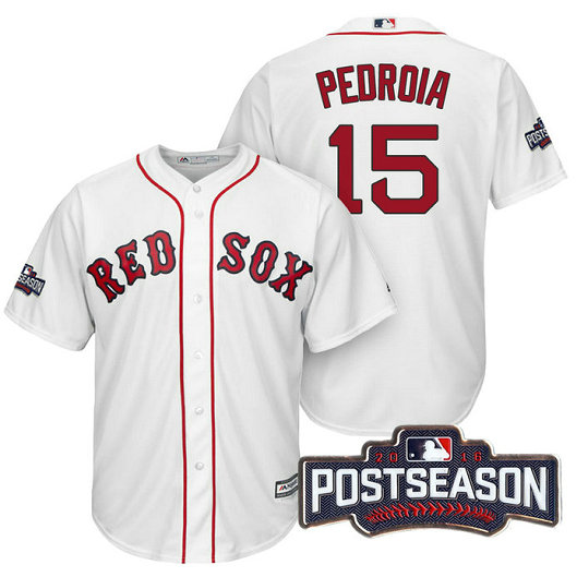 Boston Red Sox Dustin Pedroia #15 AL East Division Champions White 2016 Postseason Patch Cool Base Jersey Boston Red Sox Dustin Pedroia #15 AL East Division Champions White 2016 Postseason Patch Cool Base Jersey