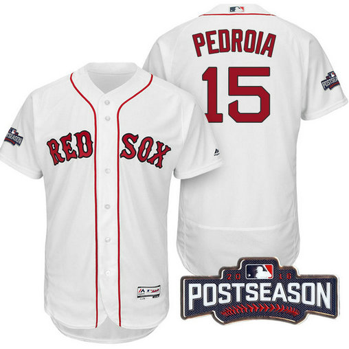 Boston Red Sox Dustin Pedroia #15 AL East Division Champions White 2016 Postseason Patch Flex Base Jersey Boston Red Sox Dustin Pedroia #15 AL East Division Champions White 2016 Postseason Patch Flex Base Jersey