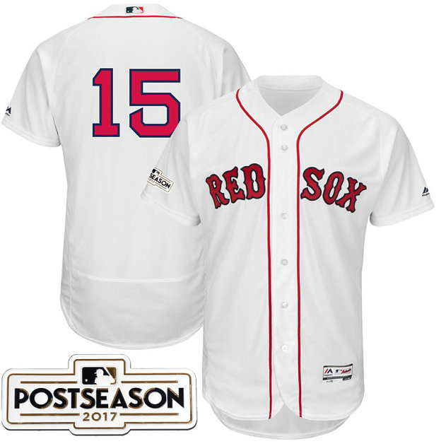 Boston Red Sox Dustin Pedroia #15 White 2017 Postseason Patch Flex Base Jersey Boston Red Sox Dustin Pedroia #15 White 2017 Postseason Patch Flex Base Jersey