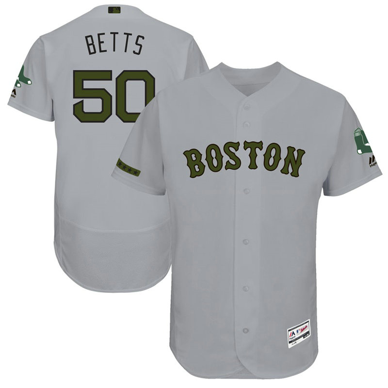 Mookie Betts #50 Boston Red Sox 2017 Memorial Day Grey Flex Base Jersey Mookie Betts #50 Boston Red Sox 2017 Memorial Day Grey Flex Base Jersey