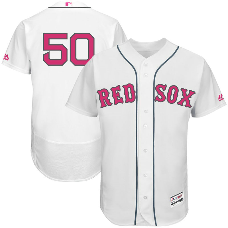 Mookie Betts #50 Boston Red Sox 2017 Mother's Day White Flex Base Jersey Mookie Betts #50 Boston Red Sox 2017 Mother's Day White Flex Base Jersey