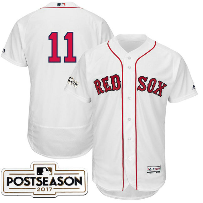 Boston Red Sox Rafael Devers #11 White 2017 Postseason Patch Flex Base Jersey