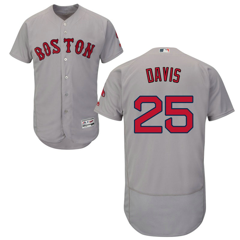 Boston Red Sox Rajai Davis #25 Grey Authentic Road Flex Base Jersey