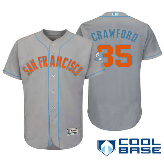 San Francisco Giants #35 Brandon Crawford Grey Fashion 2016 Father's Day Cool Base Jersey San Francisco Giants #35 Brandon Crawford Grey Fashion 2016 Father's Day Cool Base Jersey