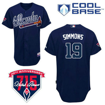 Atlanta Braves #19 Andrelton Simmons Authentic Navy Blue Alternate Cool Base Jersey