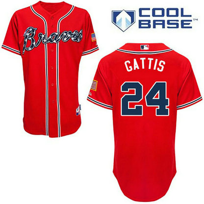 Atlanta Braves #24 Evan Gattis Authentic Red Alternate Cool Base Jersey