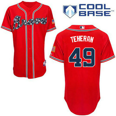 Atlanta Braves #49 Julio Teheran Authentic Red Alternate Cool Base Jersey
