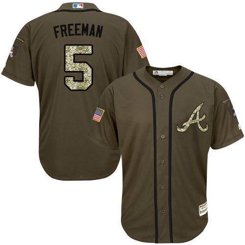 Atlanta Braves #5 Freddie Freeman Olive Camo Jersey