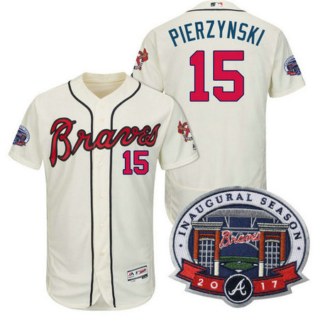 Atlanta Braves #15 A.J. Pierzynski Cream 2017 Flex Base All-Star Game Patch Jersey Atlanta Braves #15 A.J. Pierzynski Cream 2017 Flex Base All-Star Game Patch Jersey