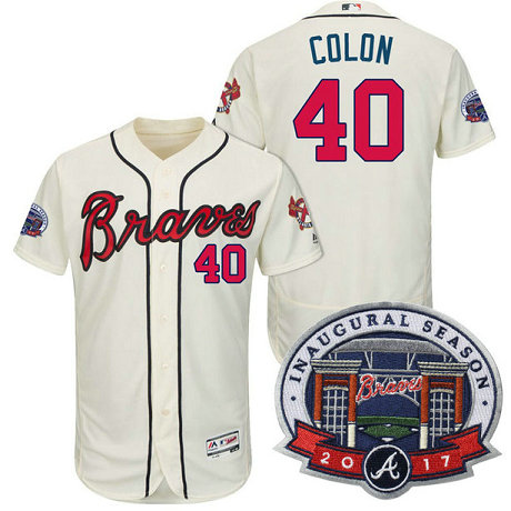 Atlanta Braves #40 Bartolo Colon Cream 2017 Flex Base All-Star Game Patch Jersey